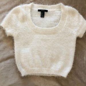 Cropped short sleeve sweater